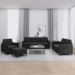 Četrdaļīgs Dīvānu Komplekts, Melns Samts Vidaxl Četrdaļīgs Dīvānu Komplekts, Melns Samts Vidaxl