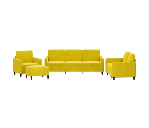 Sofos Komplektas, 4 Dalių, Geltonos Spalvos, Aksomas