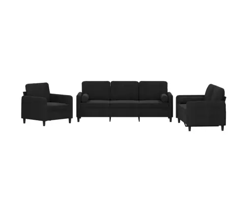 Trīsdaļīgs Dīvānu Komplekts Ar Spilveniem, Melns Samts Vidaxl