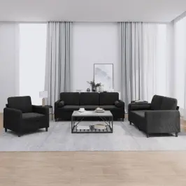 Trīsdaļīgs Dīvānu Komplekts Ar Spilveniem, Melns Samts Vidaxl Trīsdaļīgs Dīvānu Komplekts Ar Spilveniem, Melns Samts Vidaxl