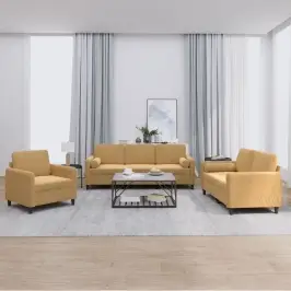 Trīsvietīgs Dīvānu Komplekts Ar Spilveniem, Brūns Samts Vidaxl Trīsvietīgs Dīvānu Komplekts Ar Spilveniem, Brūns Samts Vidaxl