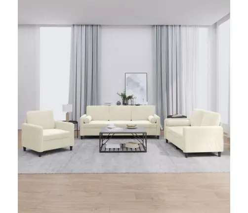 Trīsdaļīgs Dīvānu Komplekts Ar Spilveniem, Krēmkrāsas Samts Vidaxl