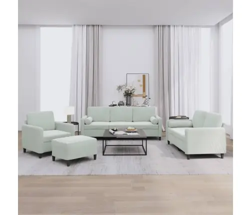 Četrdaļīgs Dīvānu Komplekts Ar Spilveniem, Gaiši Pelēks Samts Vidaxl