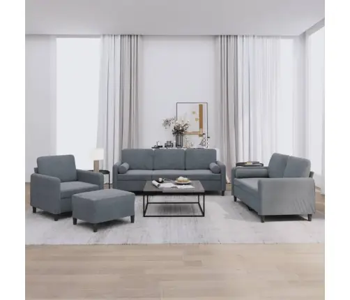 Četrdaļīgs Dīvānu Komplekts Ar Spilveniem, Tumši Pelēks Samts Vidaxl