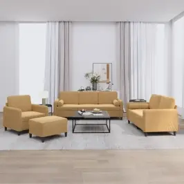 4-Osaline Diivanikomplekt Patjadega, Pruun, Samet