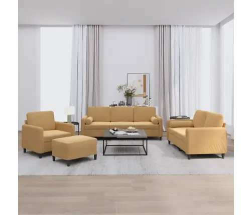 Četrdaļīgs Dīvānu Komplekts Ar Spilveniem, Brūns Samts Vidaxl