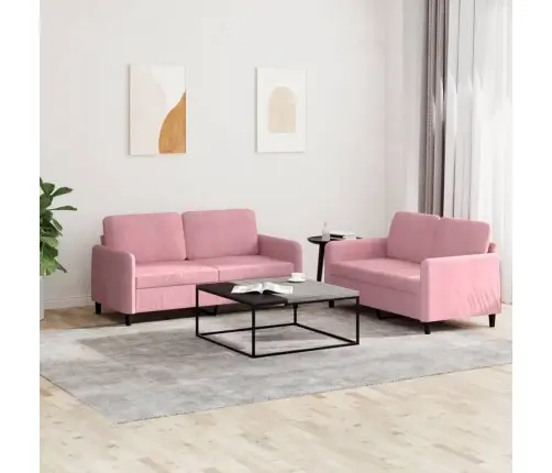 2-Osaline Diivanikomplekt, Roosa, Samet
