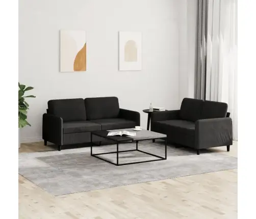 Divdaļīgs Dīvānu Komplekts, Melns Samts Vidaxl