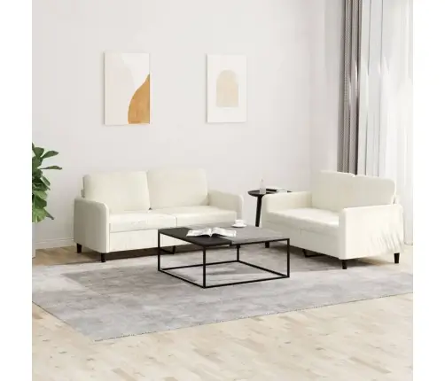 Divdaļīgs Dīvānu Komplekts, Krēmkrāsas Samts Vidaxl