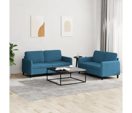2-Osaline Diivanikomplekt, Sinine, Samet