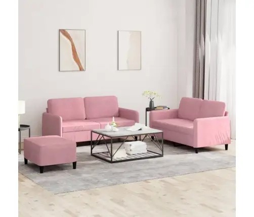 3-Osaline Diivanikomplekt, Roosa, Samet
