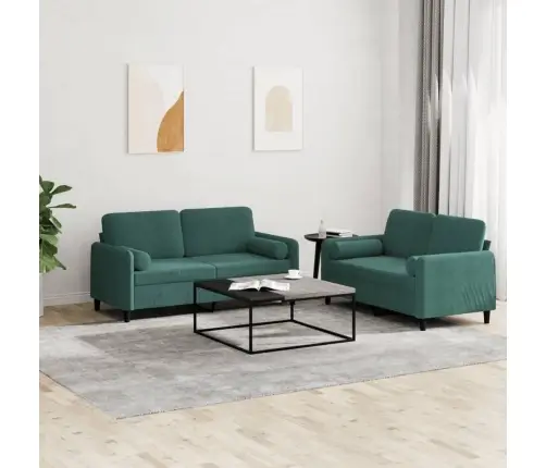 2-Osaline Diivanikomplekt Patjadega, Tumeroheline, Samet