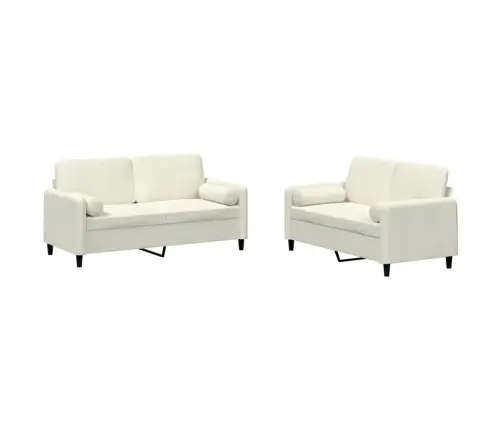 Divdaļīgs Dīvānu Komplekts Ar Spilveniem, Krēmkrāsas Samts Vidaxl