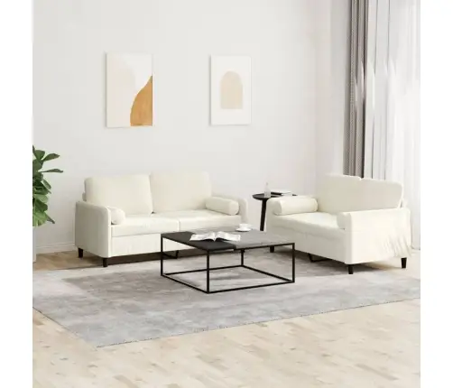 Divdaļīgs Dīvānu Komplekts Ar Spilveniem, Krēmkrāsas Samts Vidaxl