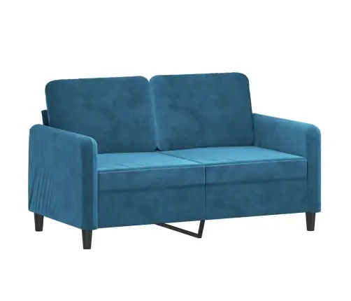 Sofos Komplektas Su Pagalvėmis, 2 Dalių, Mėlynas, Aksomas