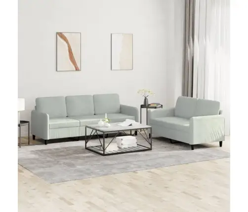 Divdaļīgs Dīvānu Komplekts, Gaiši Pelēks Samts Vidaxl Divdaļīgs Dīvānu Komplekts, Gaiši Pelēks Samts Vidaxl