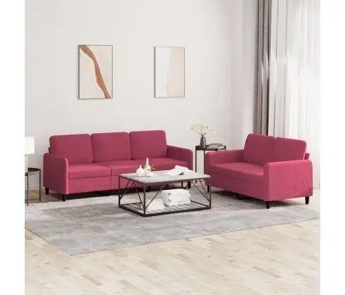 Divdaļīgs Dīvānu Komplekts, Vīnsarkans Samts Vidaxl