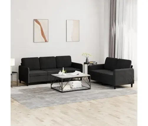 Divdaļīgs Dīvānu Komplekts, Melns Samts Vidaxl