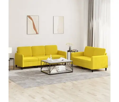 2-Osaline Diivanikomplekt, Kollane, Samet