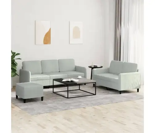 Trīsdaļīgs Dīvānu Komplekts, Gaiši Pelēks Samts Vidaxl