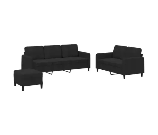 3-Osaline Diivanikomplekt, Must, Samet