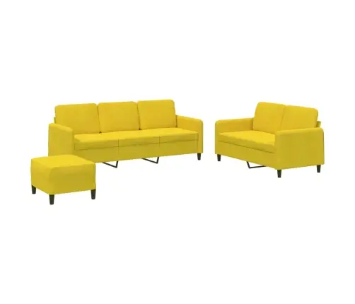 Trīsdaļīgs Dīvānu Komplekts, Dzeltens Samts Vidaxl
