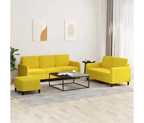 Trīsdaļīgs Dīvānu Komplekts, Dzeltens Samts Vidaxl