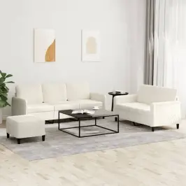 Trīsdaļīgs Dīvānu Komplekts, Krēmkrāsas Samts Vidaxl Trīsdaļīgs Dīvānu Komplekts, Krēmkrāsas Samts Vidaxl