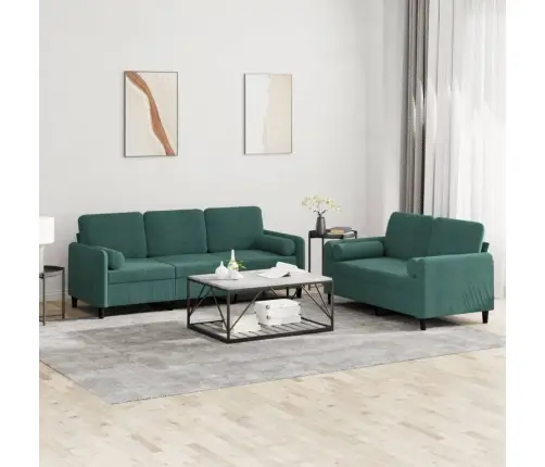 2-Osaline Diivanikomplekt Patjadega, Tumeroheline, Samet