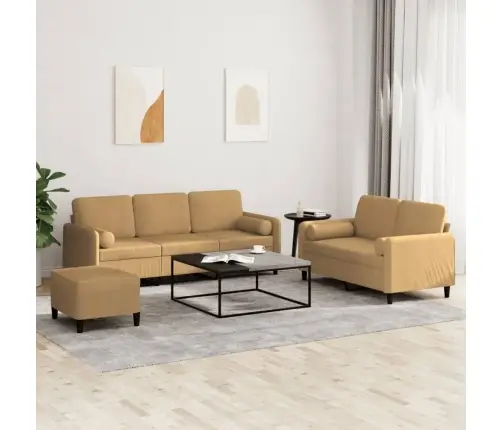 Trīsvietīgs Dīvānu Komplekts Ar Spilveniem, Brūns Samts Vidaxl