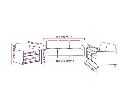 Trīsdaļīgs Dīvānu Komplekts Ar Spilveniem, Pelēkbrūns Audums Vidaxl