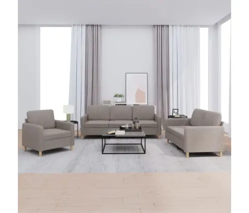 Trīsdaļīgs Dīvānu Komplekts Ar Spilveniem, Pelēkbrūns Audums Vidaxl