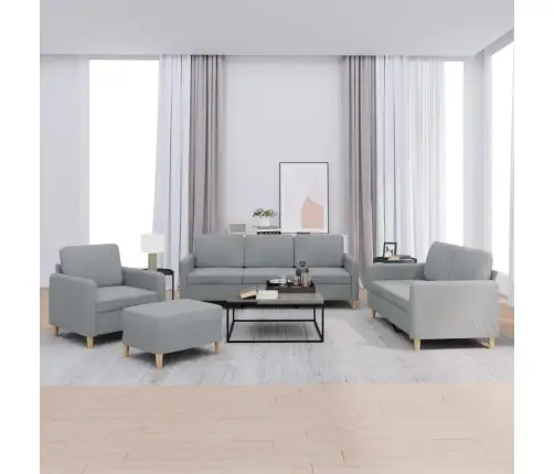 Sofos Komplektas Su Pagalvėlėmis, 4 Dalių, Pilkas, Audinys