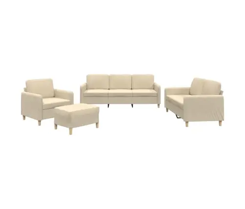 Četrdaļīgs Dīvānu Komplekts Ar Spilveniem, Krēmkrāsas Audums Vidaxl