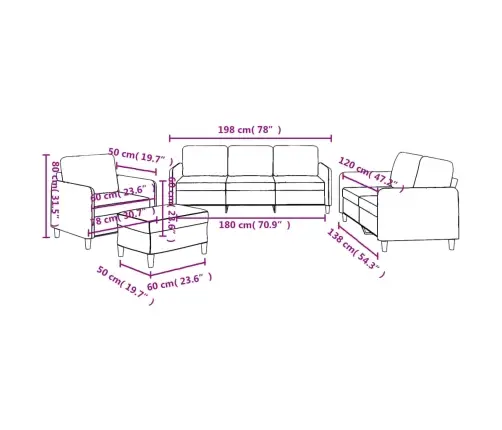 Četrdaļīgs Dīvānu Komplekts Ar Spilveniem, Melns Audums Vidaxl