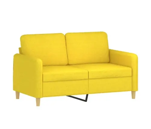 Četrdaļīgs Dīvānu Komplekts Ar Spilveniem, Dzeltens Audums Vidaxl