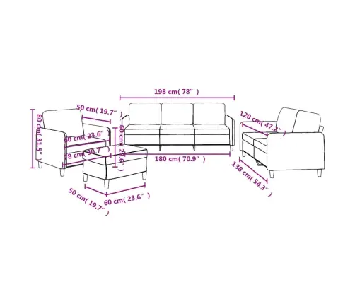 Četrdaļīgs Dīvānu Komplekts Ar Spilveniem, Pelēkbrūns Audums Vidaxl