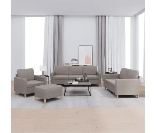 Četrdaļīgs Dīvānu Komplekts Ar Spilveniem, Pelēkbrūns Audums Vidaxl