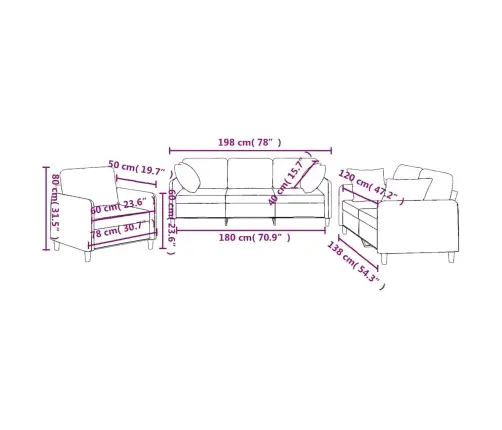 Trīsdaļīgs Dīvānu Komplekts Ar Spilveniem, Pelēkbrūns Audums Vidaxl