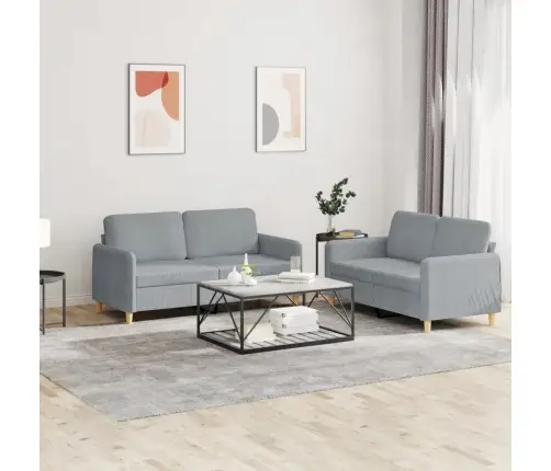 Divdaļīgs Dīvānu Komplekts Ar Spilveniem, Gaiši Pelēks Audums Vidaxl