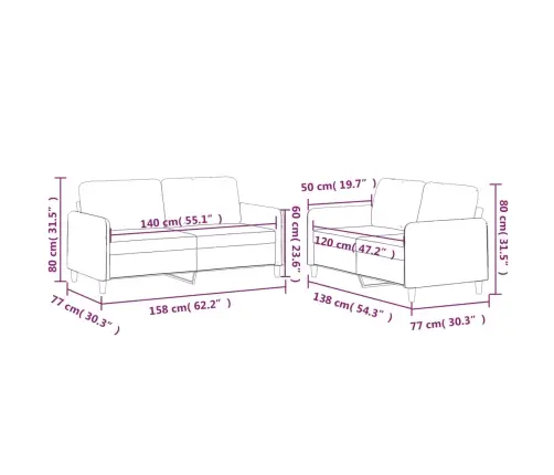 2-Osaline Diivanikomplekt Patjadega, Veinipunane, Kangas
