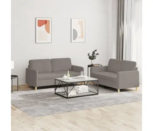 Divdaļīgs Dīvānu Komplekts Ar Spilveniem, Pelēkbrūns Audums Vidaxl