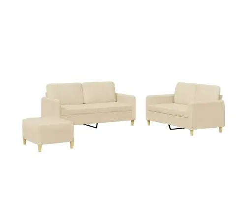 Sofos Komplektas Su Pagalvėlėmis, 3 Dalių, Kreminis, Audinys