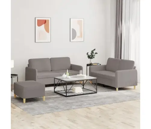 Trīsdaļīgs Dīvānu Komplekts Ar Spilveniem, Pelēkbrūns Audums Vidaxl