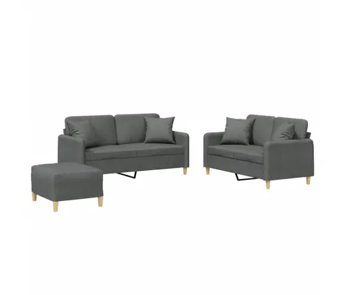 Trīsvietīgs Dīvānu Komplekts Ar Spilveniem, Tumši Pelēks Audums Vidaxl