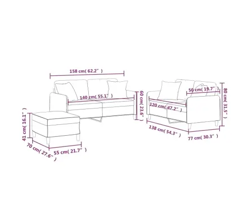 Trīsvietīgs Dīvānu Komplekts Ar Spilveniem, Tumši Pelēks Audums Vidaxl