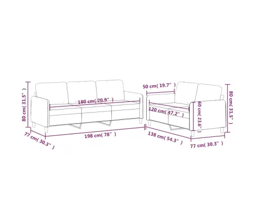 2-Osaline Diivanikomplekt Patjadega, Kreemjas, Kangas
