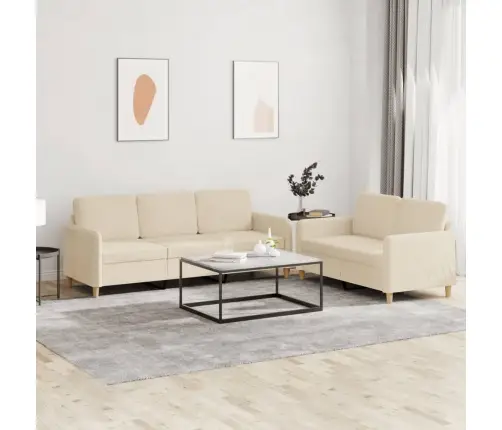 2-Osaline Diivanikomplekt Patjadega, Kreemjas, Kangas