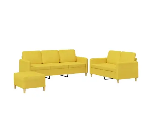 Sofos Komplektas Su Pagalvėlėmis, 3 Dalių, Geltonas, Audinys
