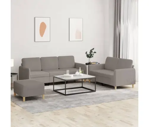 3-Osaline Diivanikomplekt Patjadega, Hallikaspruun, Kangas